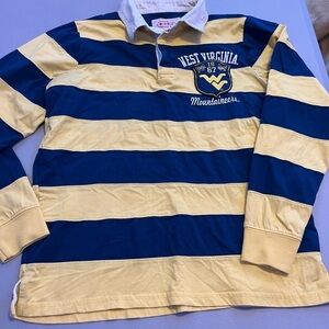 Coca Cola Blue and Yellow Striped Polo Shirt